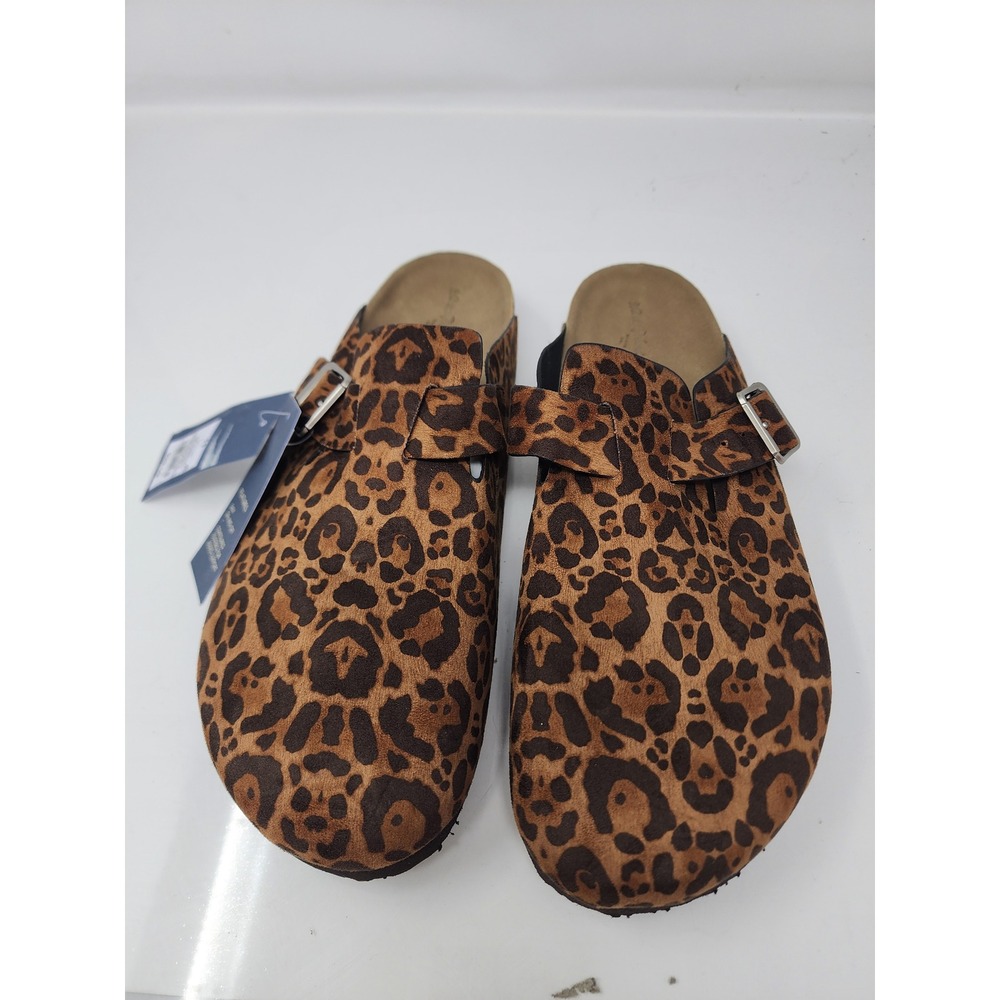 Universal Thread Womens Leopard Print Clogs Brown Textile Casual Size 11